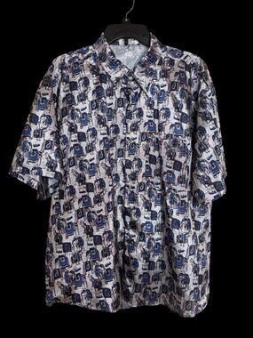 Vintage 90s Elephant Thai Silk Apple  Button-Up Shirt  Thailand Lg Retro   Read